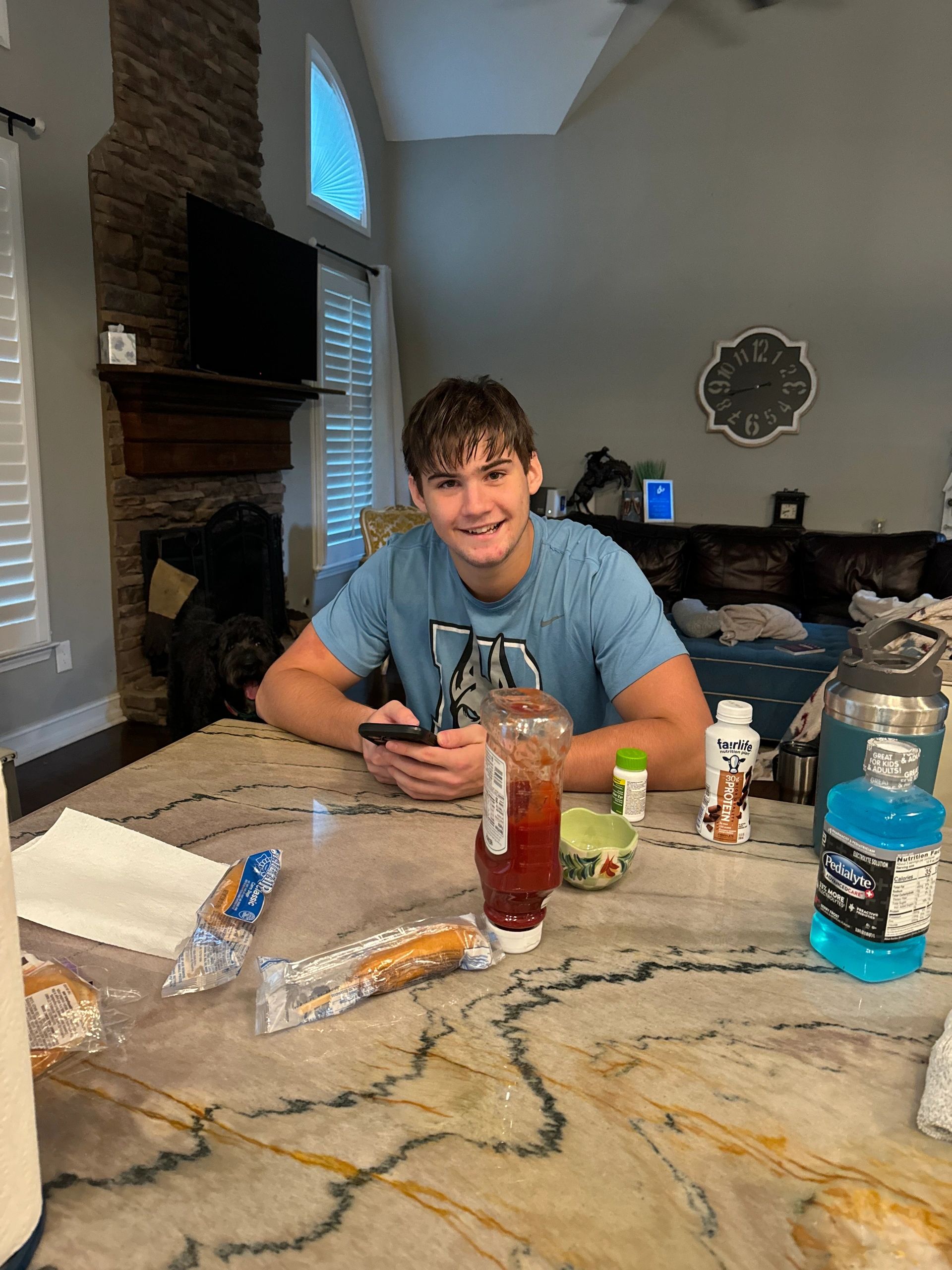 Finley smiling at home